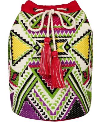Nava Red Jacquard Backpack 1