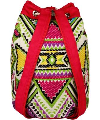 Nava Red Jacquard Backpack 3