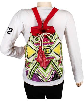 Nava Red Jacquard Backpack 4