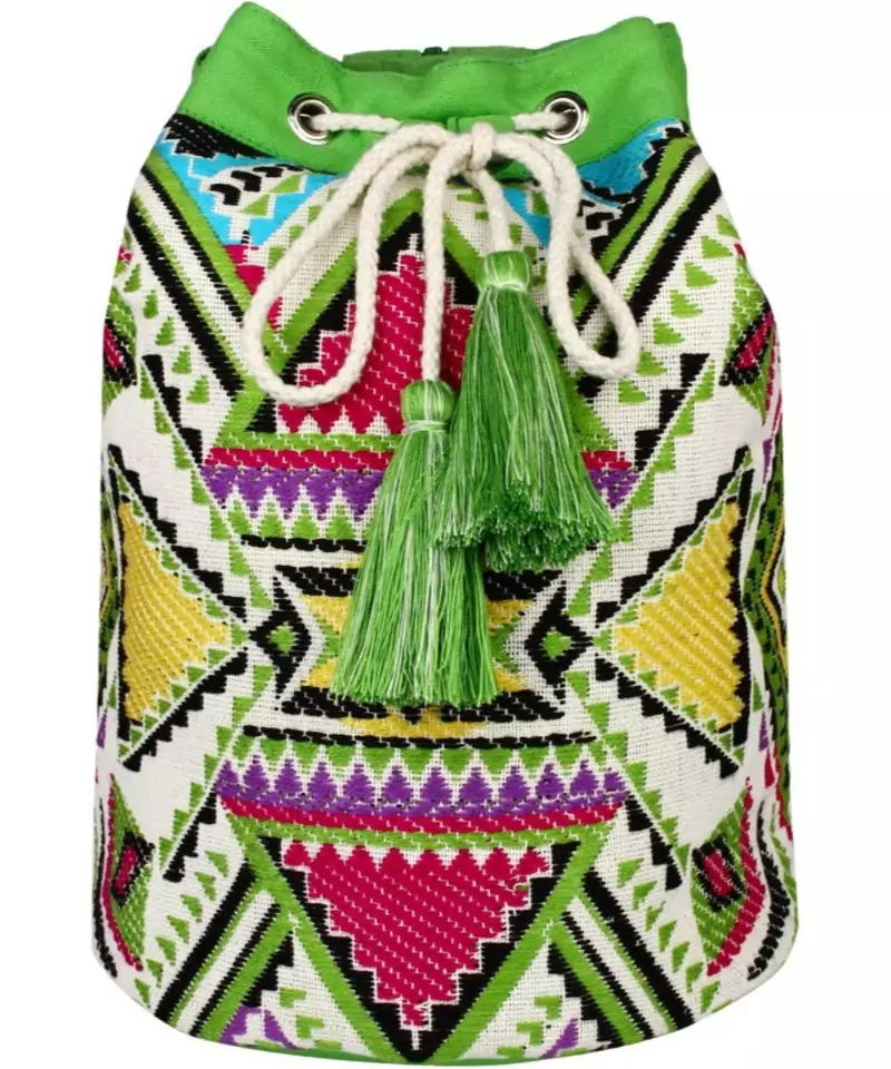 Nava Green Jacquard Backpack