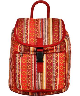 Nava Orange Jacquard Backpack 1