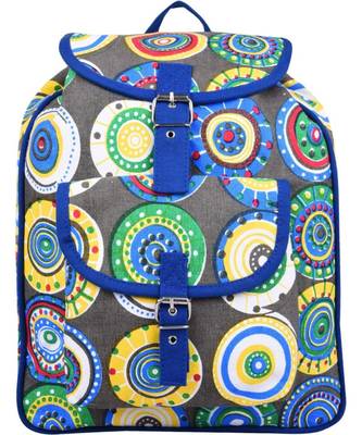 Florid Blue Multicolor Canvas Backpack 1