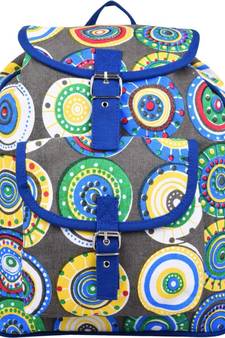 Florid Blue Multicolor Canvas Backpack