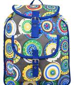 Florid Blue Multicolor Canvas Backpack