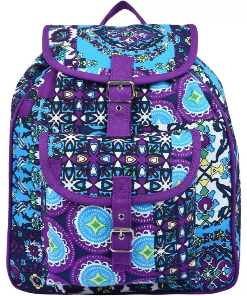 Florid Purple Multicolor Canvas Backpack