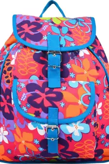 Florid Pink Multicolor Canvas Backpack