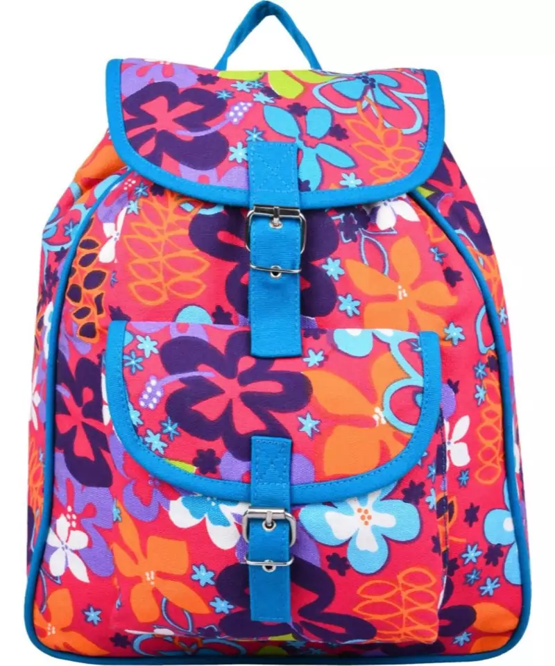 Florid Pink Multicolor Canvas Backpack