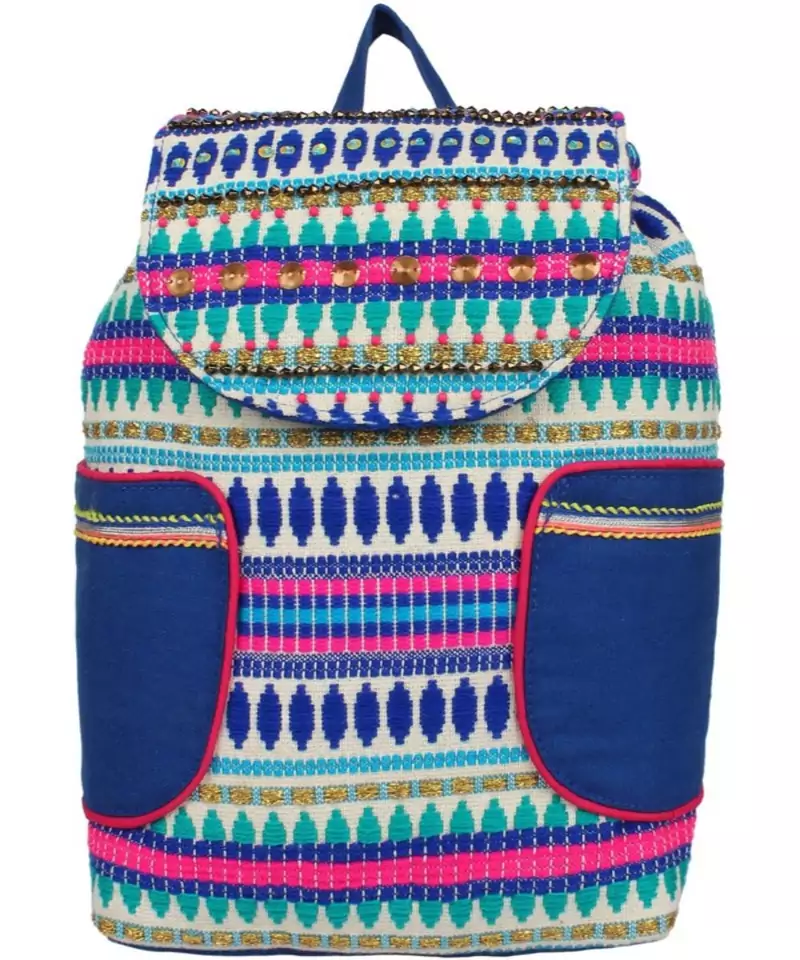 Nava Blue & Multi Cotton Jacquard Backpack