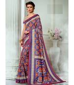 multicolor printed tussar silk saree with blouse