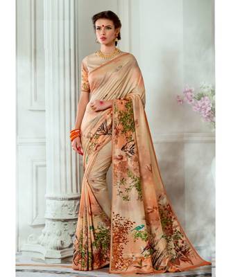 multicolor printed tussar silk saree with blouse 1