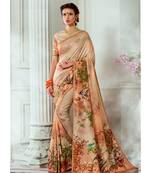 multicolor printed tussar silk saree with blouse