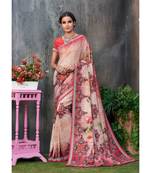 multicolor printed tussar silk saree with blouse