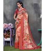 multicolor printed tussar silk saree with blouse