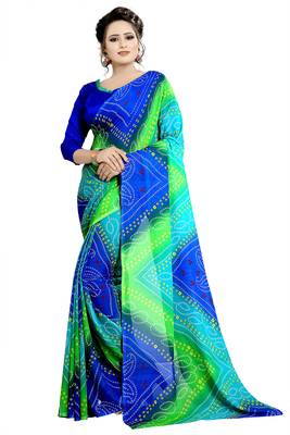 multicolor printed georgette saree with blouse 1
