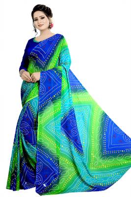 multicolor printed georgette saree with blouse 2