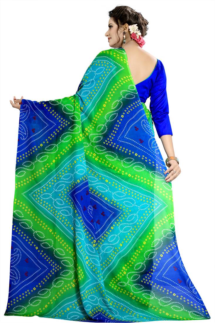multicolor printed georgette saree with blouse