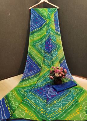 multicolor printed georgette saree with blouse 6