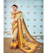 multicolor printed banarasi saree with blouse