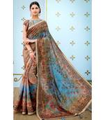 multicolor printed banarasi saree with blouse