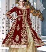 Maroon embroidered georgette salwar