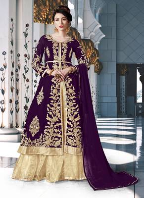 Purple embroidered georgette salwar 1