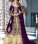 Purple embroidered georgette salwar