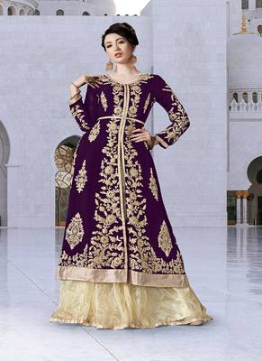 Purple embroidered georgette salwar 2