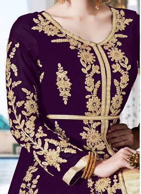 Purple embroidered georgette salwar 3
