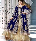 Navy-blue embroidered georgette salwar