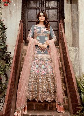 Grey embroidered net salwar 1