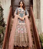 Grey embroidered net salwar