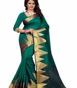 Green woven cotton saree with blouse