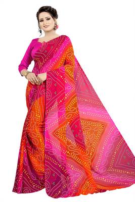 Multicolor  Printed Georgette  Saree With Blouse 2