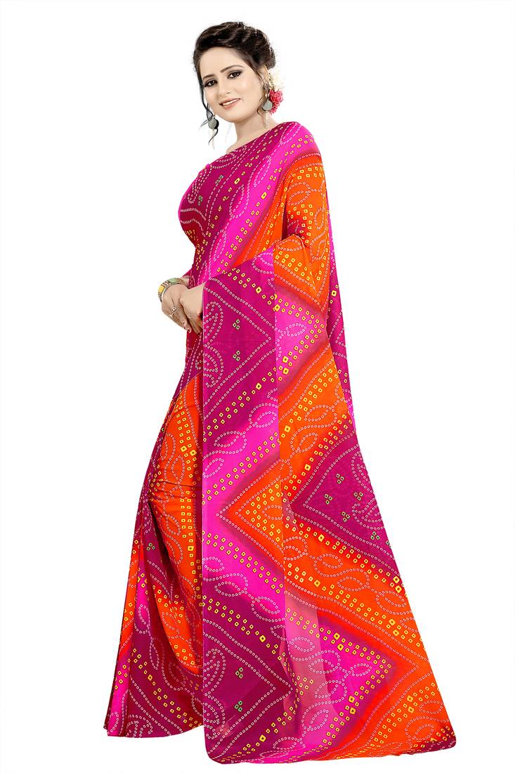Multicolor  Printed Georgette  Saree With Blouse