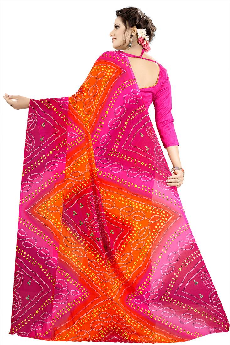 Multicolor  Printed Georgette  Saree With Blouse