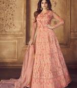 Light-pink embroidered net salwar