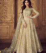Cream embroidered net salwar