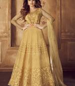 Mustard embroidered net salwar