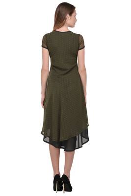 Dark-green plain polyester georgette-kurtis 4