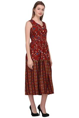 Maroon printed polyester ethnic-kurtis 2