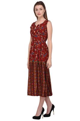 Maroon printed polyester ethnic-kurtis 3