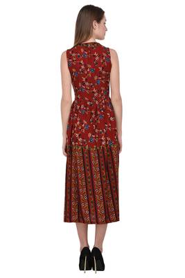Maroon printed polyester ethnic-kurtis 4