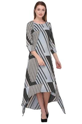 Light-blue printed polyester ethnic-kurtis 1