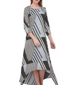 Light-blue printed polyester ethnic-kurtis