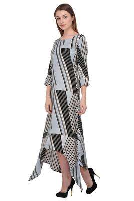 Light-blue printed polyester ethnic-kurtis 2