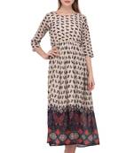Beige printed polyester georgette-kurtis