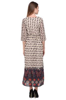 Beige printed polyester georgette-kurtis 4