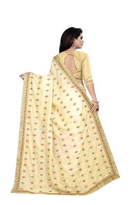 Chiku embroidered silk saree with blouse 2
