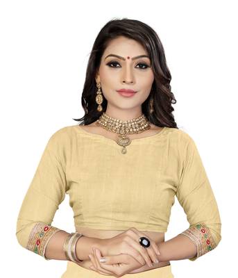 Chiku embroidered silk saree with blouse 5