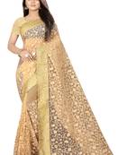 Chiku embroidered net saree with blouse